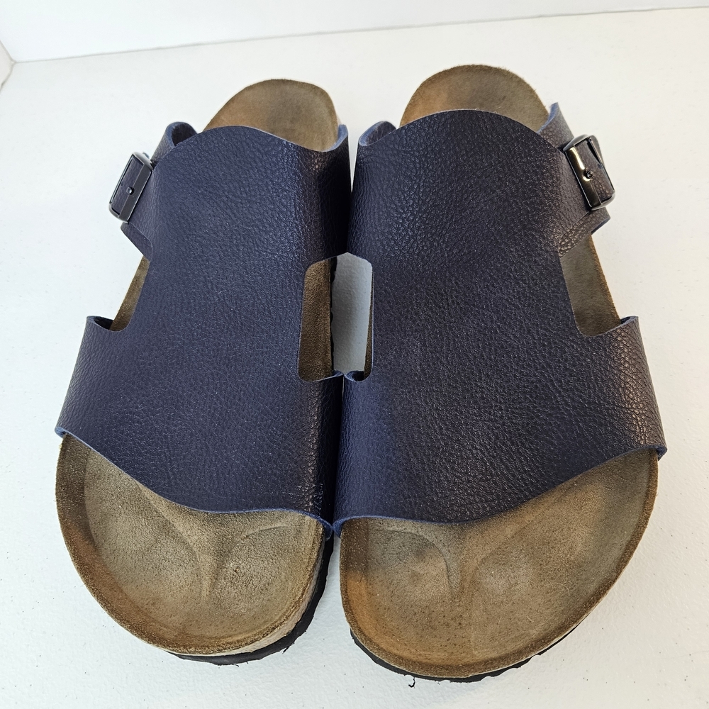 Birki's Birkenstock Mens Navy Blue Leather Sandals Size 12 - Picture 6 of 9